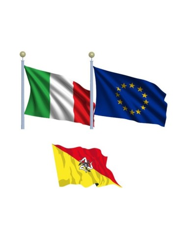 SET 3 BANDIERE ITALIA-EUROPA-REGIONE IN POLIESTERE NAUTICO