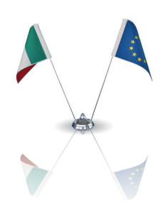 BASETTA DA TAVOLO A 2 POSTI COMPLETO DI BANDIERINE ITALIA - EUROPA